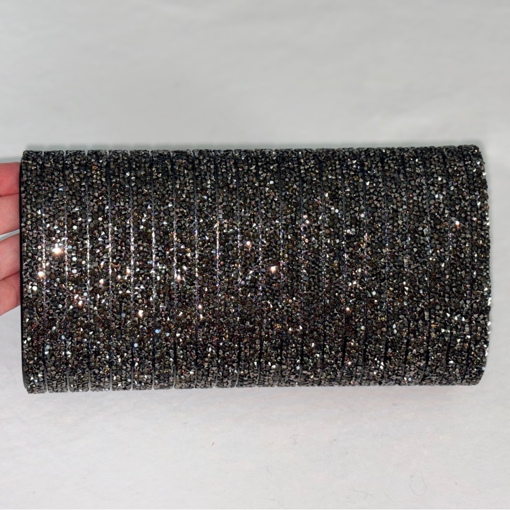 Black/Silver Glitter Evening Clutch - Picture 3 of 10